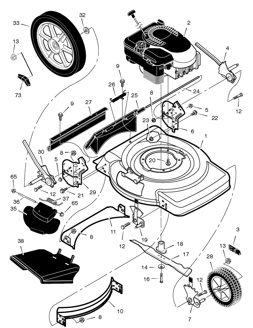 Motor Housing Assembly Diagram and Parts List for 22365X78C 2005 Briggs and Stratton Lawn Mower